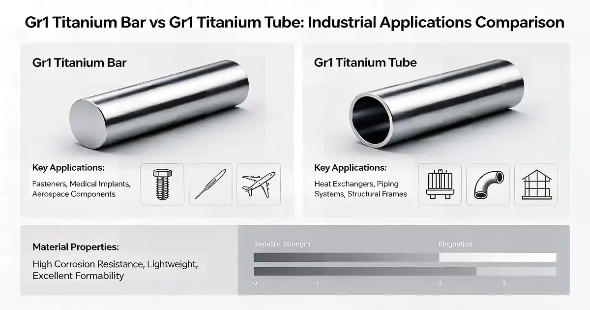 What is the comparison of the Gr1 Titanium Bar with titanium tubes?
