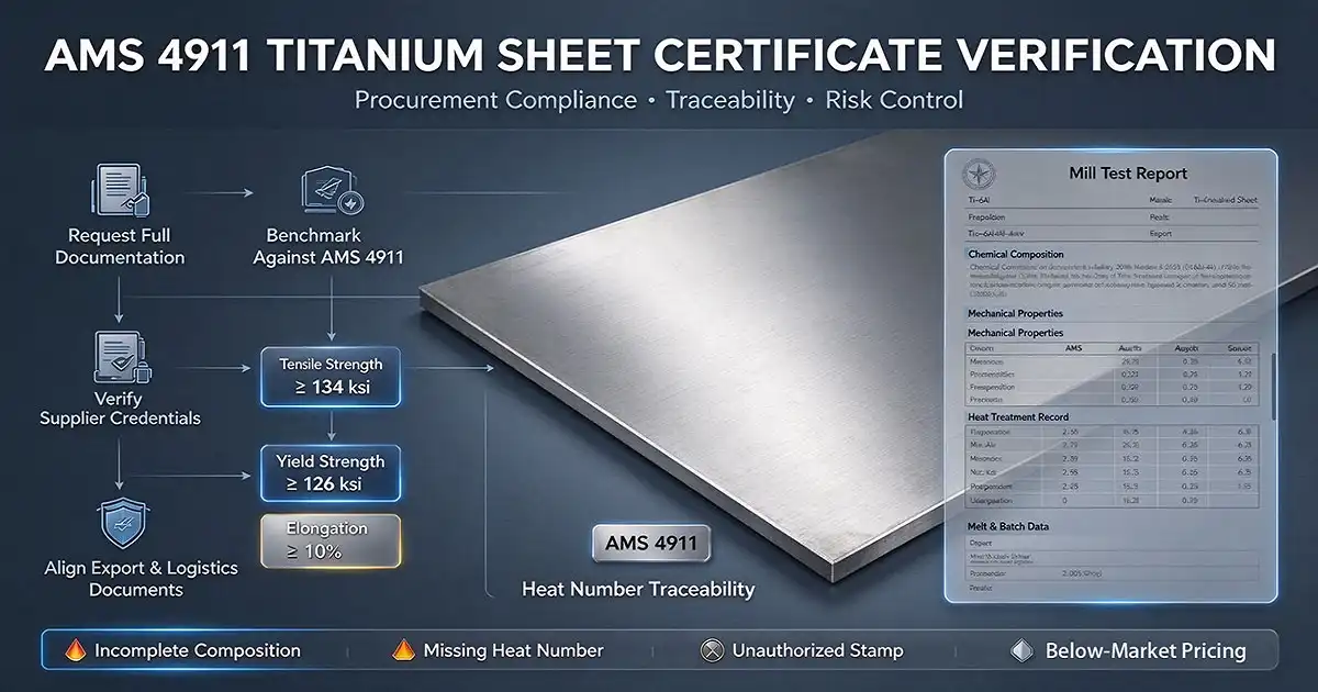 How to verify AMS 4911 titanium sheet certificate before purchase