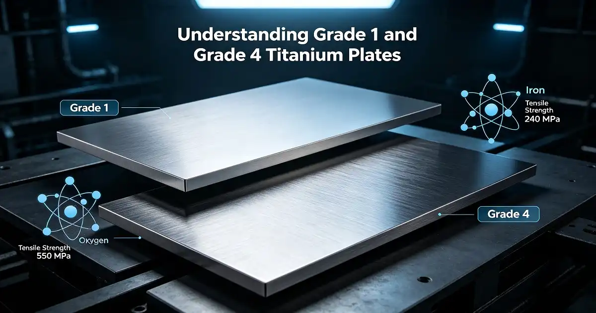 What is the difference between a Grade 1 and a Grade 4 titanium plate?